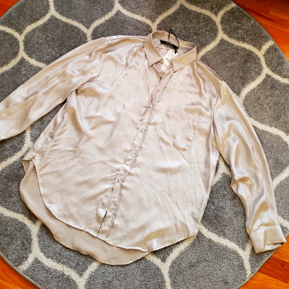 Zara collection crinkle metalic blouse